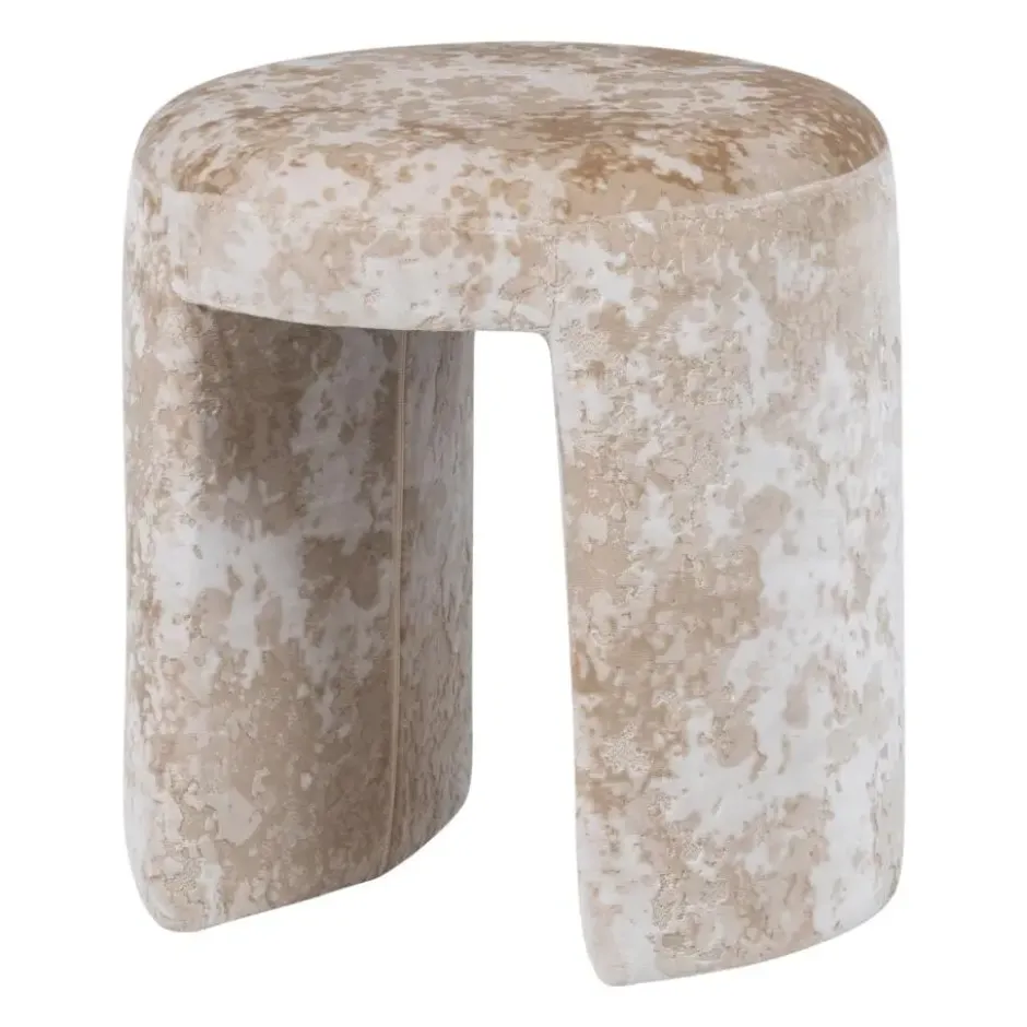 WOOOD Charlie Kruk Gestoffeerd - Geweven Stof - Beige - 47x45x45