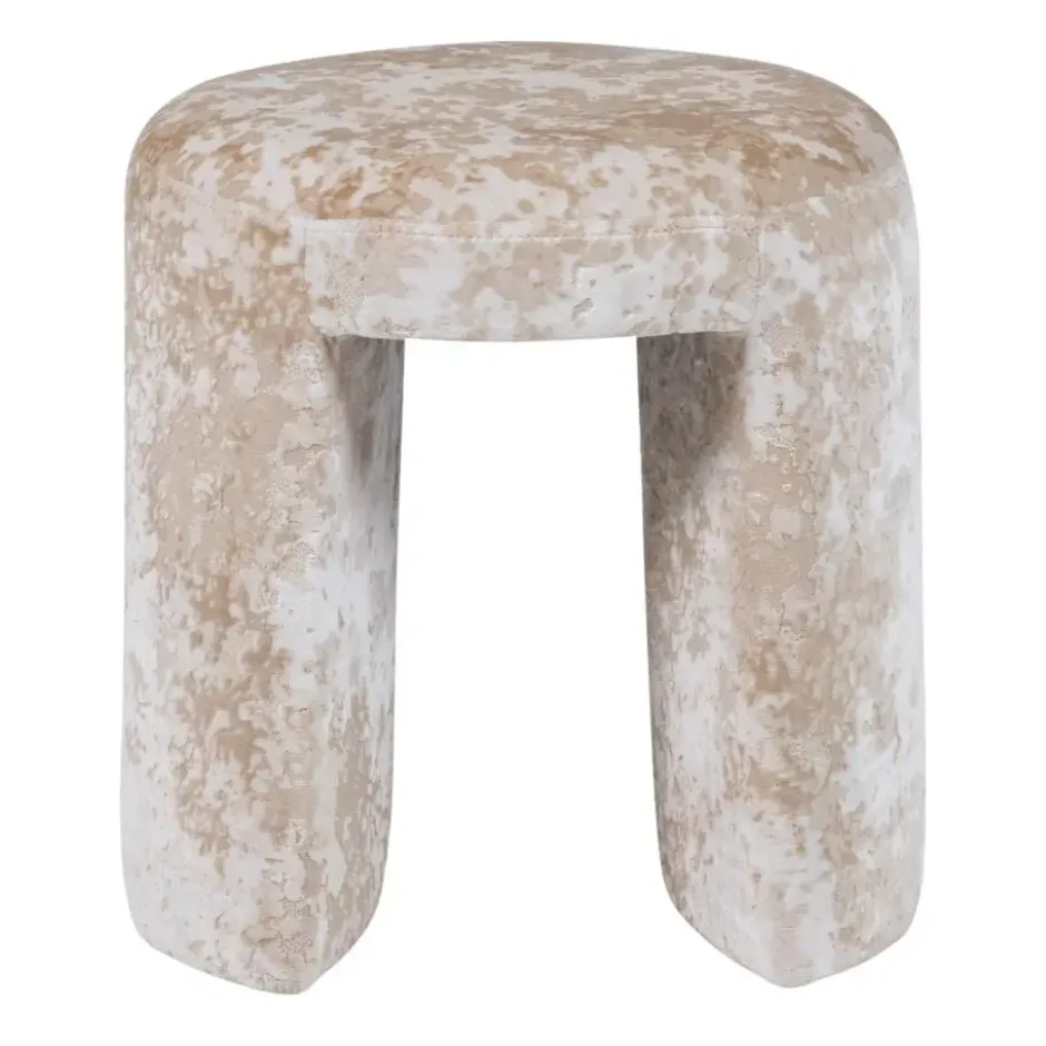 WOOOD Charlie Kruk Gestoffeerd - Geweven Stof - Beige - 47x45x45
