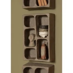 WOOOD Clay Wandkastje - Papier Mache - Grijs - 70x45x23