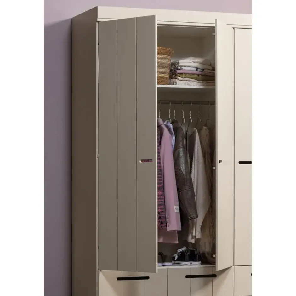 WOOOD Connect Kledingkast 3-Deurs met Lade - Grenen -Dust - 195x140x53