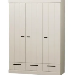 WOOOD Connect Kledingkast 3-Deurs met Lade - Grenen -Dust - 195x140x53