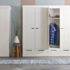 WOOOD Connect Kledingkast 2-Deurs - Grenen - Wit - 195x94x53
