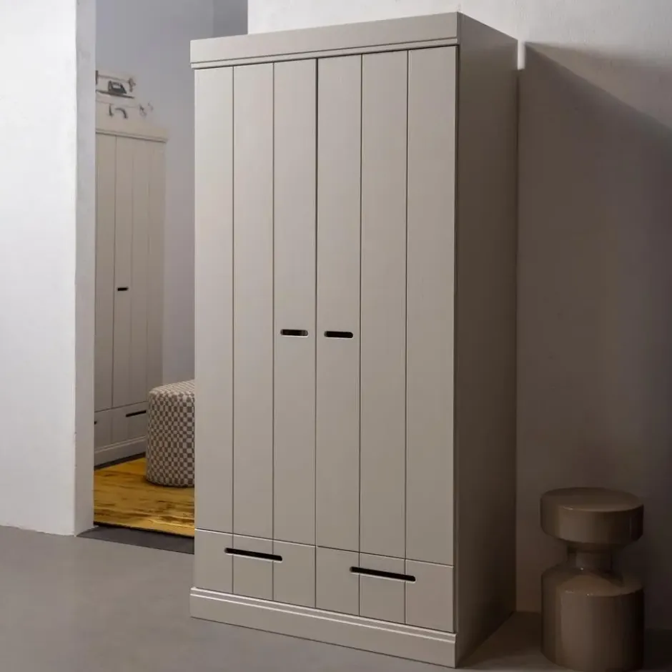WOOOD Connect Kledingkast 2-Deurs met lade - Grenen - Dust - 195x94x53