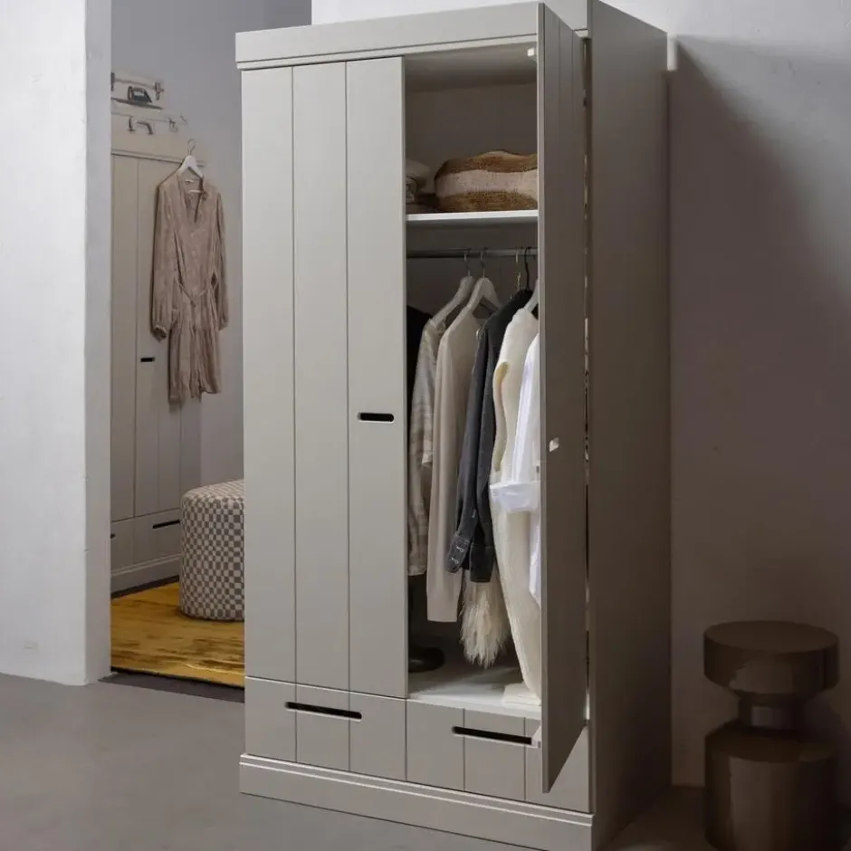WOOOD Connect Kledingkast 2-Deurs met lade - Grenen - Dust - 195x94x53