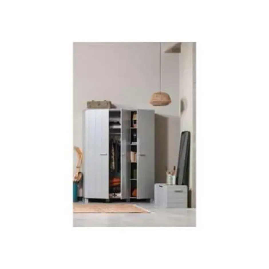 WOOOD Dennis 3 deurs Kast - Grenen - Betongrijs - 202x158x55