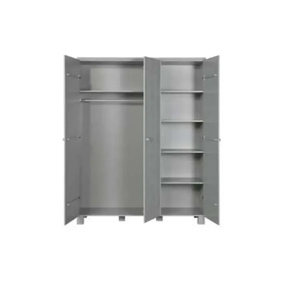 WOOOD Dennis 3 deurs Kast - Grenen - Betongrijs - 202x158x55