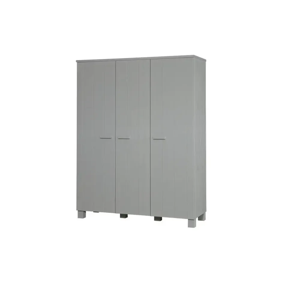 WOOOD Dennis 3 deurs Kast - Grenen - Betongrijs - 202x158x55