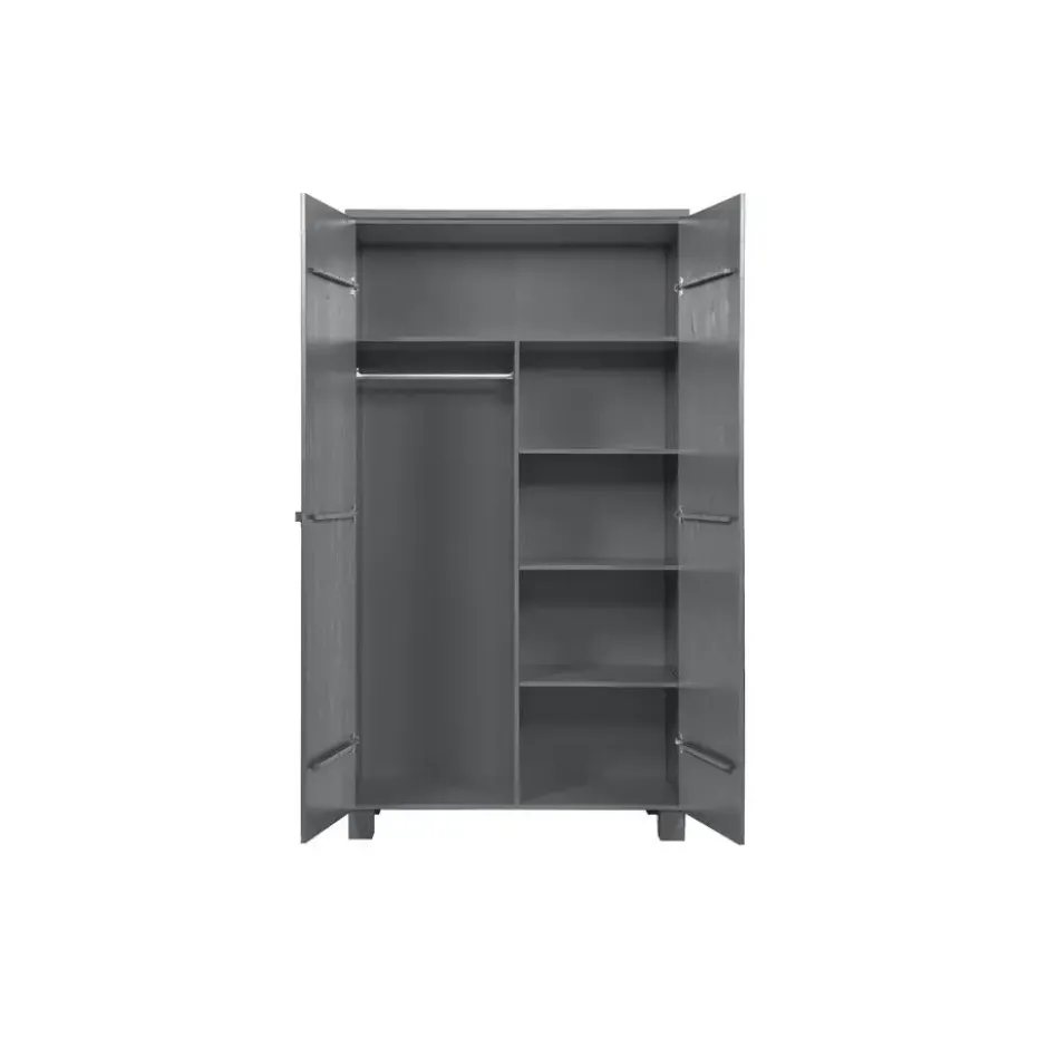 WOOOD Dennis Kast - Grenen Geborsteld - Staal Grijs - 111x202x55