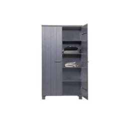 WOOOD Dennis Kast - Grenen Geborsteld - Staal Grijs - 111x202x55
