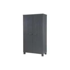 WOOOD Dennis Kast - Grenen Geborsteld - Staal Grijs - 111x202x55