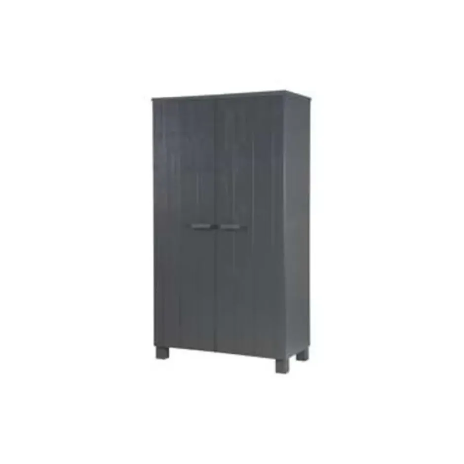 WOOOD Dennis Kast - Grenen Geborsteld - Staal Grijs - 111x202x55