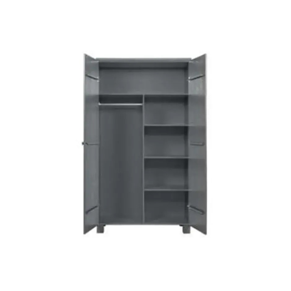 WOOOD Dennis Kast - Grenen Geborsteld - Staal Grijs - 111x202x55
