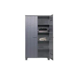 WOOOD Dennis Kast - Grenen Geborsteld - Staal Grijs - 111x202x55