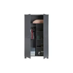 WOOOD Dennis Kast - Grenen Geborsteld - Staal Grijs - 111x202x55