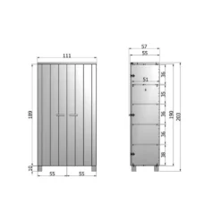 WOOOD Dennis Kast - Grenen Geborsteld - Staal Grijs - 111x202x55