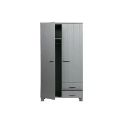 WOOOD Dennis Kast Met Laden - Grenen - Betongrijs - 202x111x55