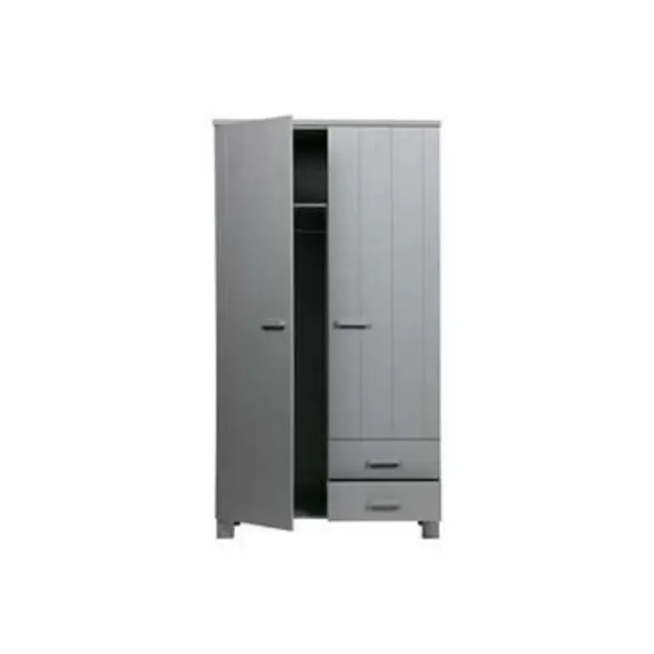 WOOOD Dennis Kast Met Laden - Grenen - Betongrijs - 202x111x55