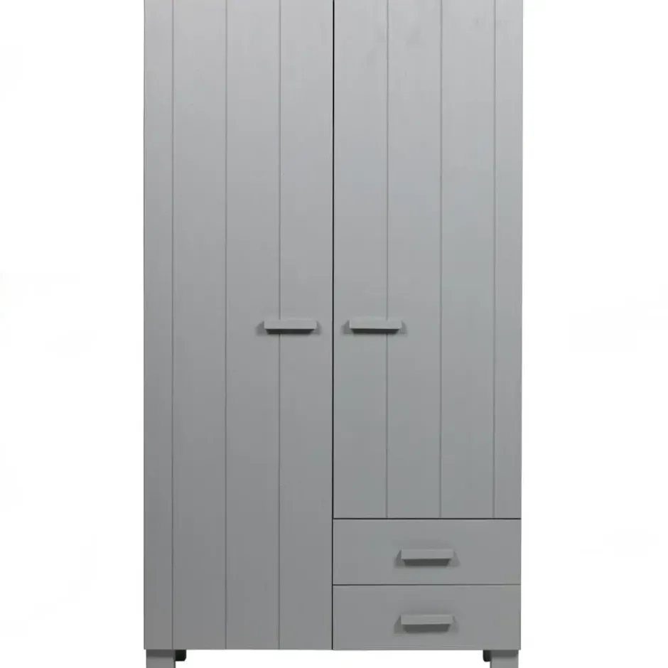 WOOOD Dennis Kast Met Laden - Grenen - Betongrijs - 202x111x55
