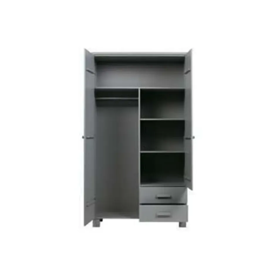 WOOOD Dennis Kast Met Laden - Grenen - Betongrijs - 202x111x55