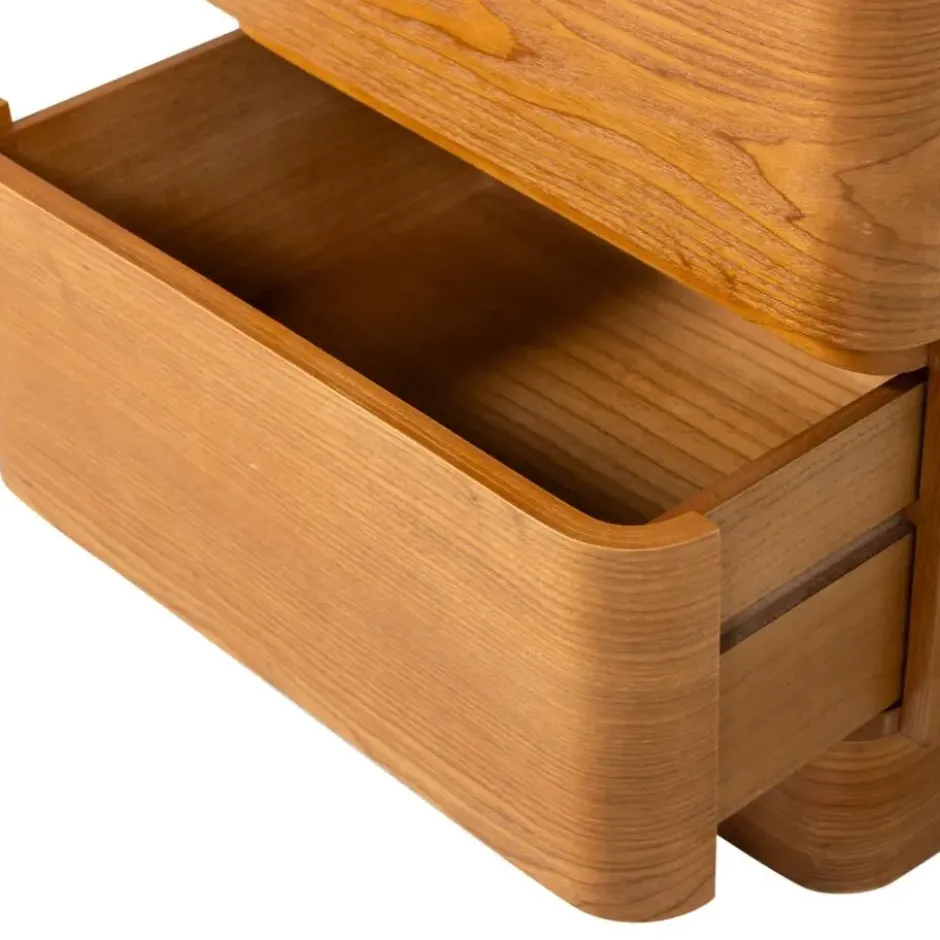 WOOOD Fejo Nachtkastje Met Lades - MDF - Bruin - 43x40x34