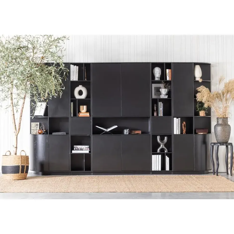 WOOOD Finca Open Vakkenkast - Zwart - 210x40x40