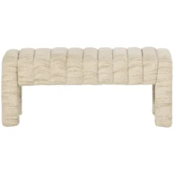 WOOOD Frex Bankje Gestoffeerd - Bouclé - Naturel - 48x110x43