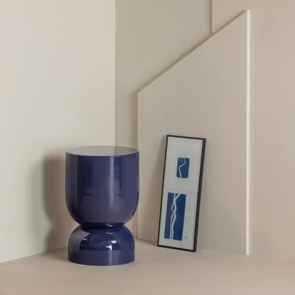 WOOOD Hekla Bijzettafel - Metaal - Donkerblauw - 47x32x32