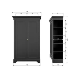 WOOOD Isabel Brocante Kast - Grenen - Zwart - 191x118x47