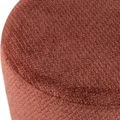 WOOOD Islen Poef Met Draaivoet - Bouclé - Bordeauxrood - 47x39x39
