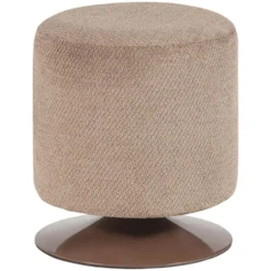 WOOOD Islen Poef Met Draaivoet - Bouclé - Bruin - 47x39x39