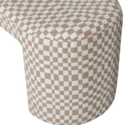 WOOOD Jacob Bankje - Polyester - Geruit - Zand - 46x130x46