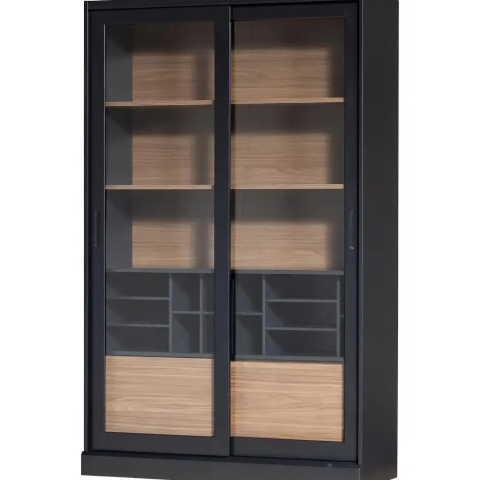 WOOOD James Vitrinekast - Grenen - Zwart - 200x125x47