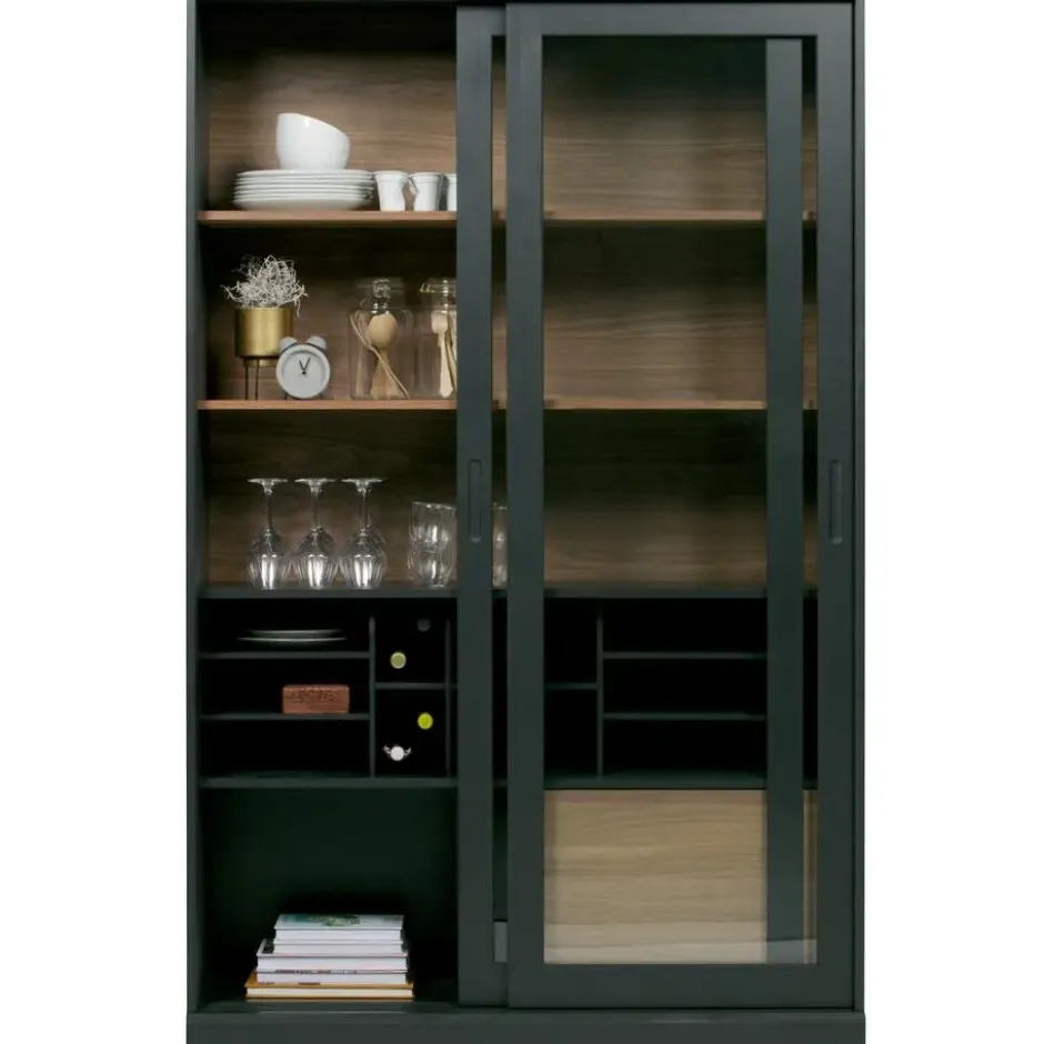 WOOOD James Vitrinekast - Grenen - Zwart - 200x125x47