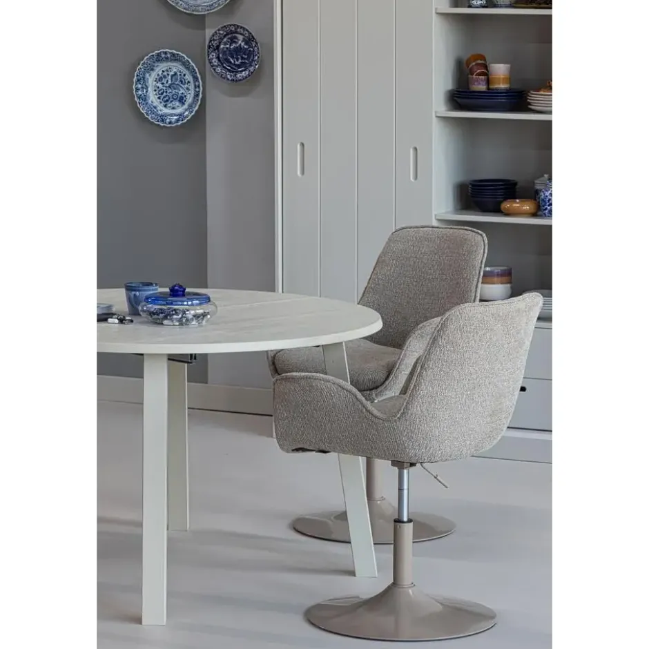 WOOOD Janne Uitschuifbare Eettafel Rond 120Ø cm - Eiken - Dakargrau