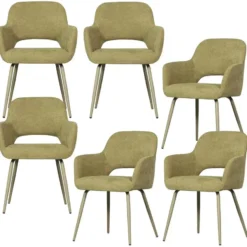 WOOOD Jenny Eetkamerstoelen - Polyester - Sage - Set van 6