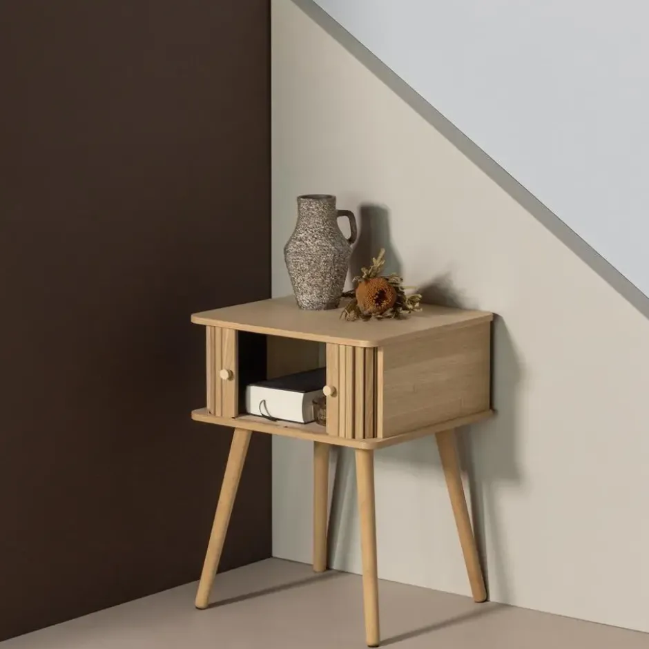 WOOOD Karri Nachtkastje Recht - MDF/Grenen - Naturel - 58x45x40