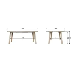 WOOOD Lange Jan Uitschuifbare Eettafel - Eiken - Sydney - 75x120x120