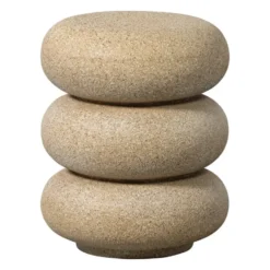 WOOOD Laurel Bijzettafel Met Spikkels - Magnesium - Beige - 50x40x40