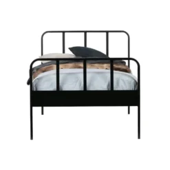 WOOOD Mees Bed - Metaal - Zwart - 90x208x95