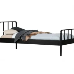 WOOOD Mees Bed - Metaal - Zwart - 90x208x95
