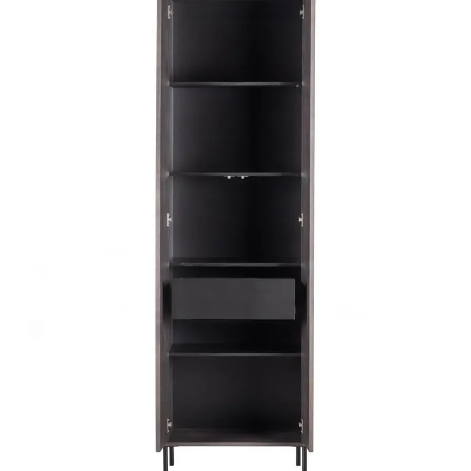 WOOOD New Gravure Hoge Kast - Essen - Espresso - 210x60x42
