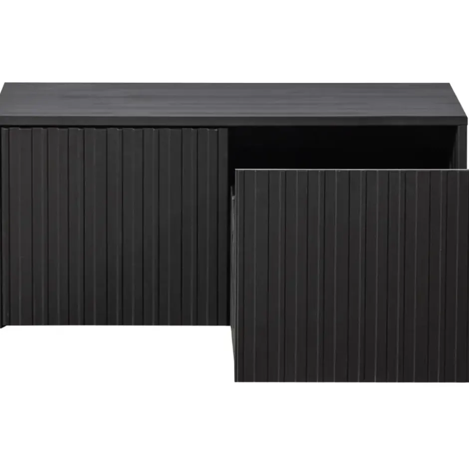 WOOOD New Gravure Kistbank - Grenen - Zwart - 40x88x50