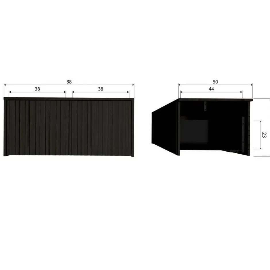 WOOOD New Gravure Kistbank - Grenen - Zwart - 40x88x50