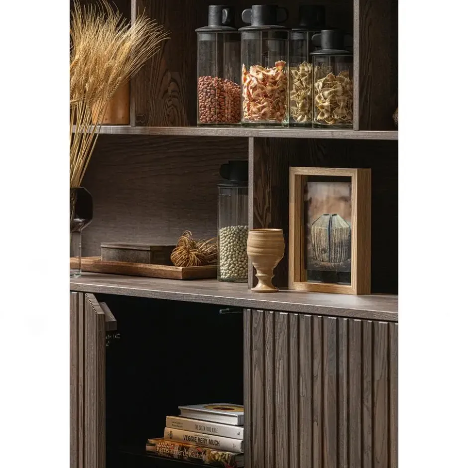 WOOOD New Gravure Wandkast - Essen - Espresso - 150x200x44