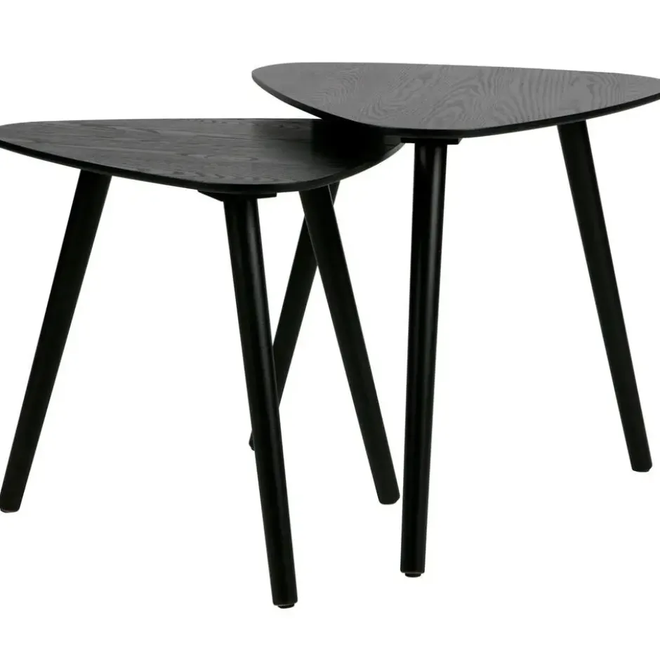 WOOOD Nila Bijzettafels - Hout - Zwart - Set van 2
