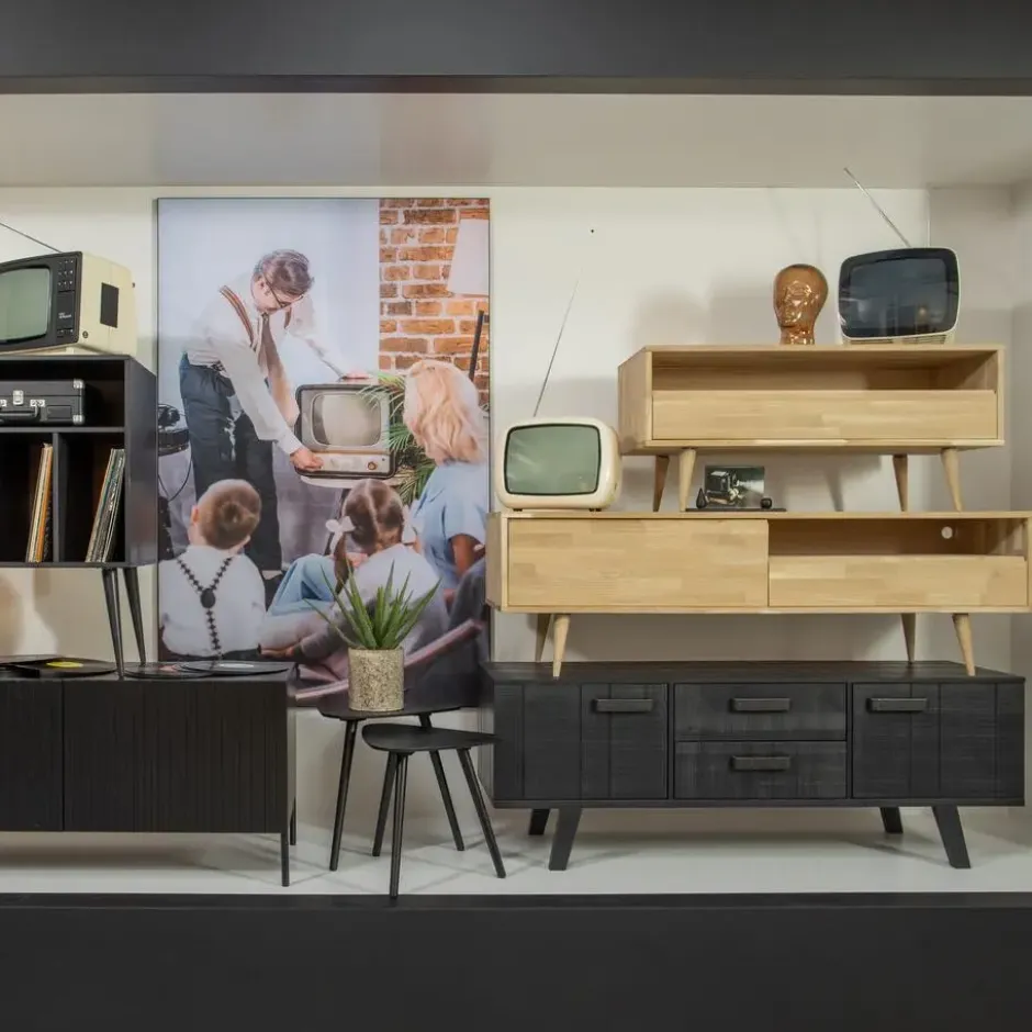 WOOOD Nila Bijzettafels - Hout - Zwart - Set van 2