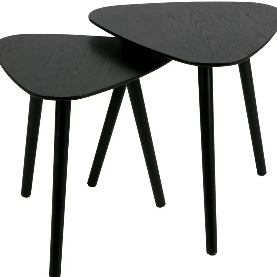 WOOOD Nila Bijzettafels - Hout - Zwart - Set van 2