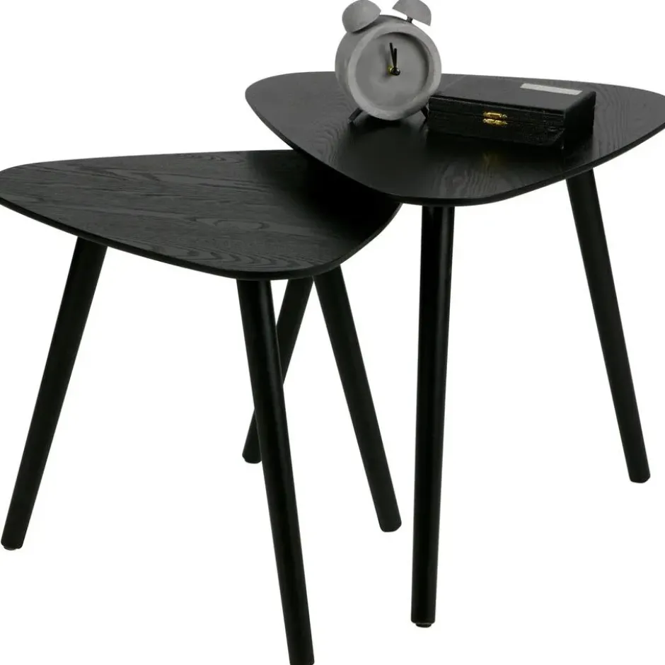 WOOOD Nila Bijzettafels - Hout - Zwart - Set van 2
