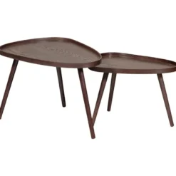 WOOOD Nissa Bijzettafels - Walnoot - Set van 2 - 39x71x52