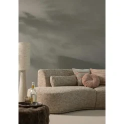 WOOOD Olven Poef Laag - Fluffy Stof - Bruin - 36x60x60